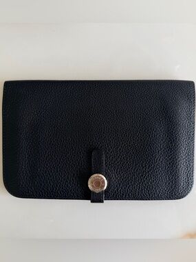 Hermes Dogon Duo Wallet Black w Palladium HW Great Condition